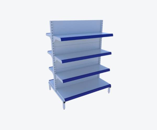 Gôndola de Centro Branca C/ Porta Preços Azul 1,35m