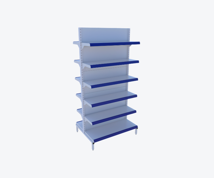 Gôndola de Centro Branca C/ Porta Preços Azul 2,00m