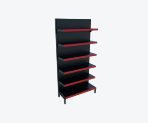 Gôndola de Parede Preta C/ Porta Preços Vermelho 2,00m