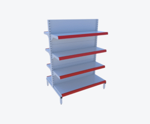 Gôndola de Centro Branca C/ Porta Preços Vermelho 1,35m