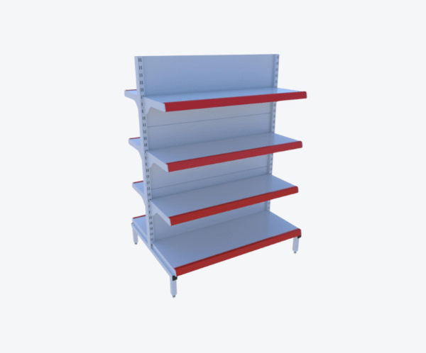 Gôndola de Centro Branca C/ Porta Preços Vermelho 1,35m