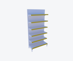 Gôndola de Parede Branca Linha Leve C/ Porta Preços Amarelo 2,00m