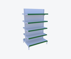 Gôndola de Centro Branca C/ Porta Preços Verde 1,65m