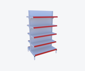 Gôndola de Centro Branca C/ Porta Preços Vermelho 1,65m
