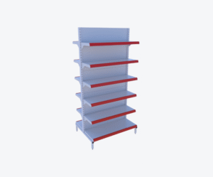 Gôndola de Centro Branca C/ Porta Preços Vermelho 2,00m