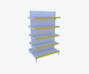 Gôndola de Centro Branca C/ Porta Preços Amarelo 1,65m