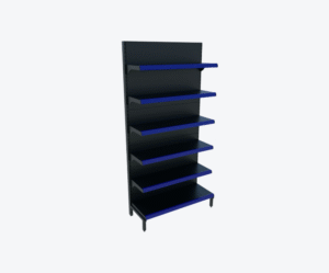 Gôndola de Parede Preta C/ Porta Preços Azul 2,00m